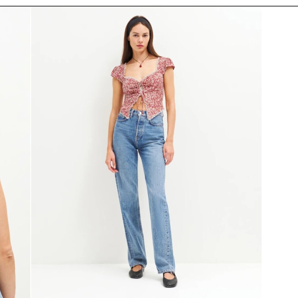 Reformation Safia Floral Top in La Vie En Rose Size 0 - Picture 11 of 16